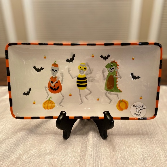 Dancing Skeletons In Halloween Costumes Rectangular Ceramic Platter - Picture 11 of 16